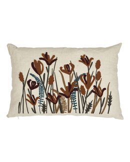 Pudebetræk Azra lærredsmix med broderi Multi