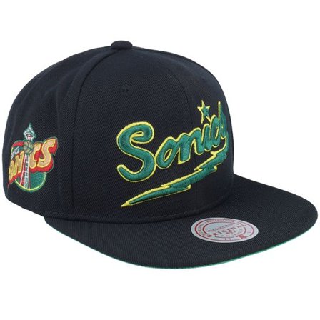 Mitchell & Ness - NBA Svart snapback Keps - Seattle Supersonics Triple Play Black Snapback @ Hatstore