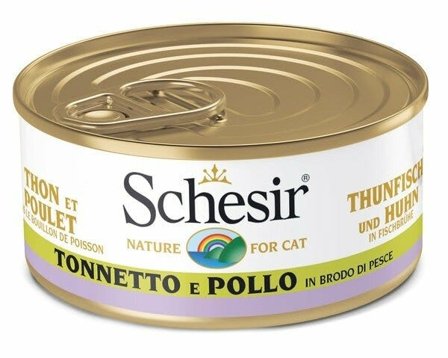 Schesir Tonnetto E Pollo In Brodo Di Pesce Cibo Umido Gatti