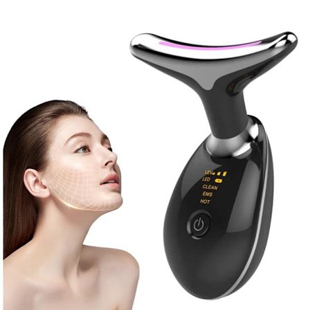 Elektrisk Ansigtsmassage 3 Tilstande 45°C Varme LED-Lys Skønhed til Ansigt, Nakke og Skuldre