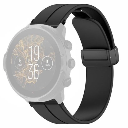 Suunto Spartan Sport Wrist HR Baro / Suunto 7 Silikoni-rannehihna 24mm kellonauha (paksu jousipalkki) - Musta