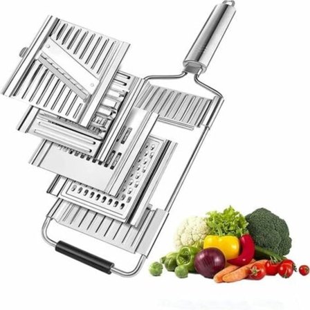 Kök Mandolin Grönsaksskärare 4 i 1 Manuell Rostfritt Stål Multifunktion Grönsaksskärare 4 Lägen Skivare Köks M