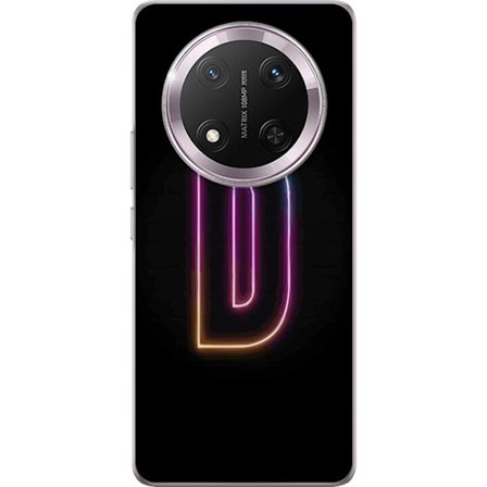 Kompatibel Mobilcover til Honor Honor Magic7 Lite Minimalistisk neonbogstav D i farveskiftende lys mod sort baggrund i moderne digital design