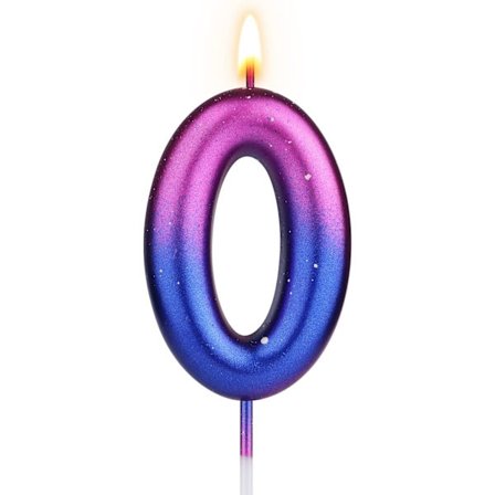 Fødselsdagsljus, Lila Blå Gradient Nummer Fødselsdagsljus för Tårta Nummerljus Dekoration för Barn Vuxna Födelsedagsfest Bröllopsdag Gra