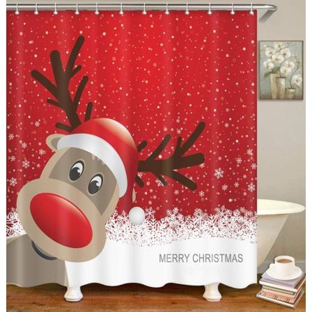 Dusjforheng Reinsdyr Rødhette Snøfnugg Julenissen Søt Glad Tegneserie Vanntett Polyester Stoff Baderomsdekorasjon Bad 180x180cm