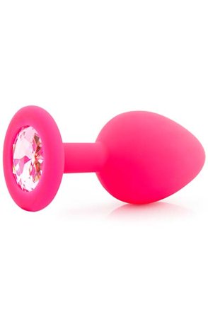 Silicone Plug With Gem Medium Pink