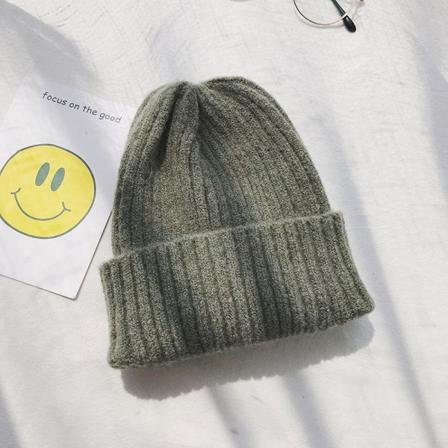 Lämmin talvi neulottu pipo Hatut Naisten talvi Miesten Syksy ja Talvi Villa Pidä Lämpimänä Pehmopaita Unisex Mohair army green M 55-58cm