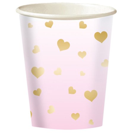Pappersmugg Rosa Fade 1 Års Kalas 8-pack - Kalaslagret.se