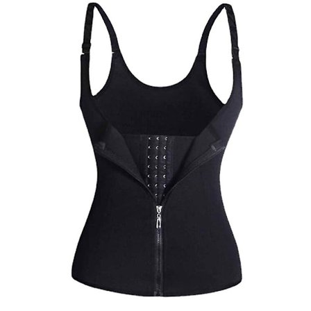 Dam Waist trainer Korsett Dragkedja Vest Body Shaper Magen Maggördel Midja Cincher Korsett Dragkedja Väst Shaperwear Bastu Linne,svart