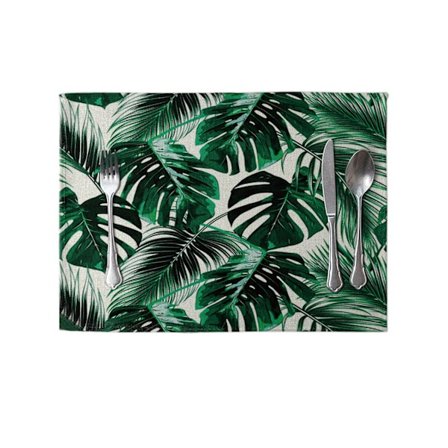 Gröna blad Blomma Matbord Linne Isoleringsmatta Bordstablett Köksinredning-2# unikt värde