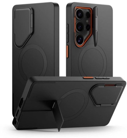 Tech-Protect Kevlar Aura MagSafe kotelo Samsung Galaxy S25 Ultra - musta/oranssi - musta/oranssi