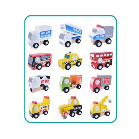 12 stk Trebil- og lastebilmodellsett - Læringsleketøy