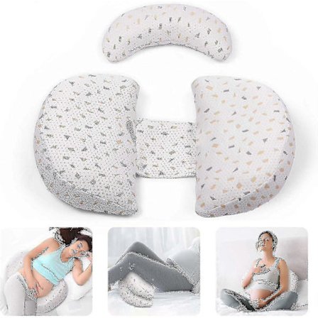 Højkvalitets, helt ny graviditetspude, trinvis kileformet ammepude kompatibel med gravide kvinder, med justerbare, aftagelige og vaskbare pudebetræk