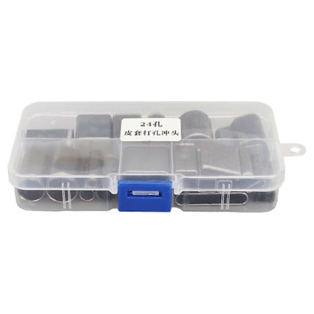 24 stk. Hulslagkutter Høyt Karbonstål Assorterte Stiler Eskepakket Lærkutter Slag for Stoffleire DIY Belte