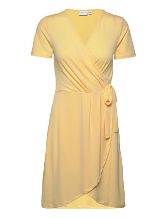 Vinayeli S/S Knee Wrap Dress/Su - Fav Kort Klänning Gul Vila