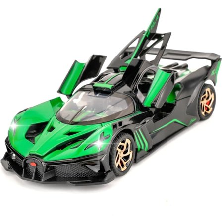 TGRCM-CZ Bugatti Bolide 1/32 Skala Modellbil Sink Legering Støpt Modellbil Leketøy med Lyd og Lys Gave til Barn Gutter Jenter Grønn