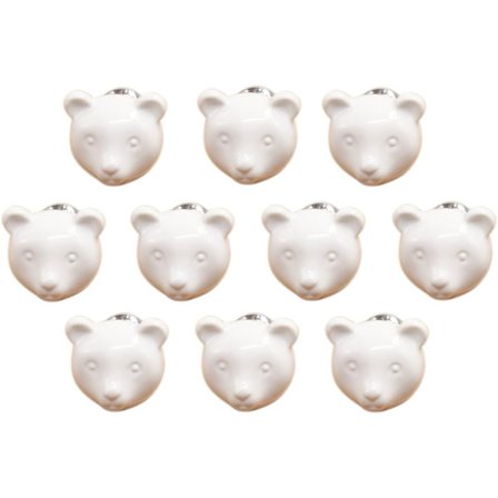 Djurformade dörrhandtag i keramik, 10 stycken (vita)