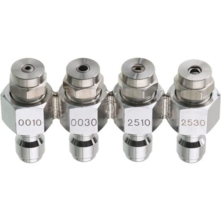 Høytrykksspylermunnstykke Nedstrømsmunnstykkesett med 4-veis J-Rod-tipsholder for myk vask, 1/4" hurtigkobling