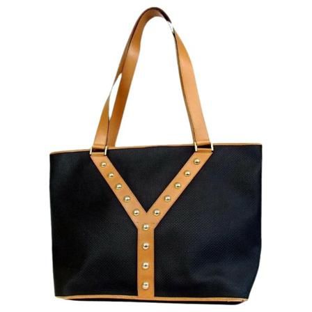 Saint Laurent Vintage, Pre-owned Canvas totes Zwart, Dames, Maat:ONE Size,leather