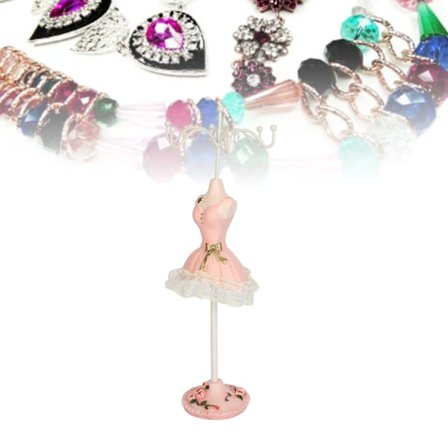 Modell Kjole Smykke Display Stativ Resin Jern Plassbesparende Øredobb Halskjede Hengende Mannekeng Smykke Display Rack Lys Rosa