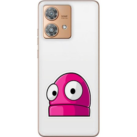 Kompatibel Mobilcover til Motorola Motorola Edge 40 Neo Rosa tegneseriefigur med store øjne i legende og humoristisk stil