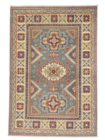 Handknuten Kazak 100X148 Ullmatta Brun/Orange Liten