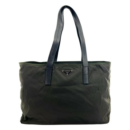 Prada Vintage, Nylon Tote Brown Groen, Dames, Maat:ONE Size