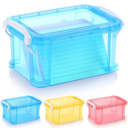 3 stk. Indekskortboks Plastlommeholder 3 x 5 tommers Oppskriftskort Oppbevaringsorganisator Farget Fotoboks for arkivering av notater, adresser, 