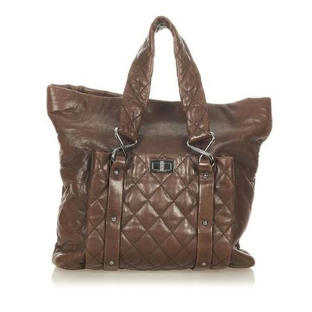 Chanel Vintage Pre-owned Leather Tote , Bruin , Dames , Maat: ONE Size Vintage Tassen