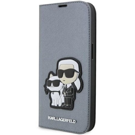 Karl Lagerfeld KLBKP14LSANKCPG iPhone 14 Pro 6,1" bokhylle sølv/sølv Saffiano Karl & Choupette