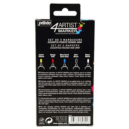 Oliepenne - PEBEO - 4Artist Marker - 5 penne - Rund spids 4 mm - Multifarvet