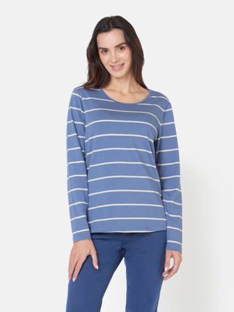 JENSEN - T-shirt, Langærmet - Blue Horizon Mix
