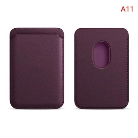 Luksus for Magsafe magnetisk skinn lommebok etui for iPhone 11 12 13 14 15 Pro Max S23 kortholder telefonveske deksel tilbehør Dark purple