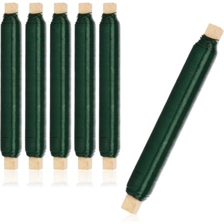 6 kpl Kukkakäämitysköysisetti - Vihreä sitova lanka puukepillä - Paksuus 0,65 mm