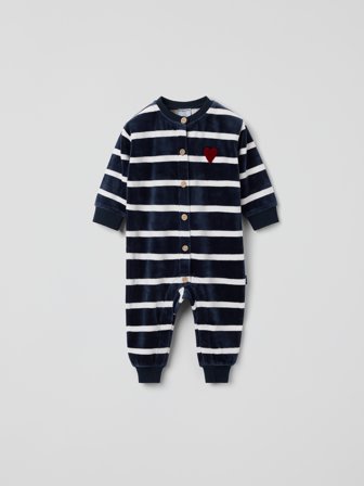 Polarn O. Pyret - Striped velour jumpsuit - 56 - Childrenswear - blue