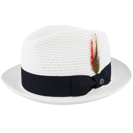 Jaxon & James - Bianco straw Cappello - Pinch Crown Toyo Braided White Trilby @ Hatstore