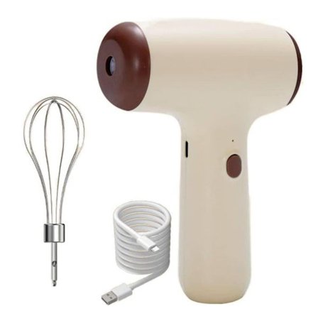 Bærbar trådløs elektrisk visp med USB-lading – liten håndholdt mikser for krem og baking_OF
