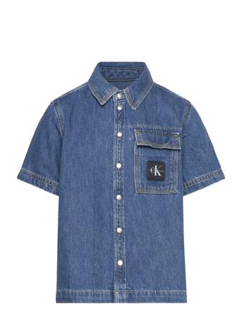 Denim Ss Shirt Utility Blue Shirts Short-sleeved Shirts Blå Calvin Klein*Betinget Tilbud
