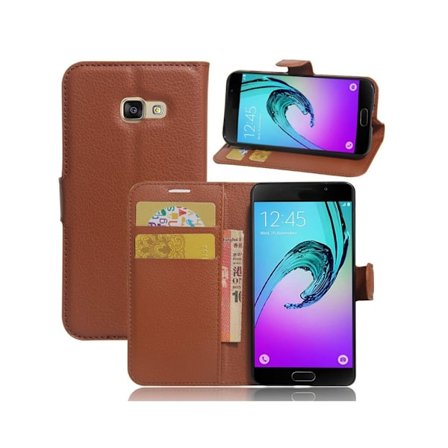 Samsung Galaxy A3 (2017) læder-etui med litchioverflade - Brun