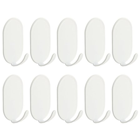 10-pakning med selvklebende kroker, nøkkelholderkroker i rustfritt stål, dørkroker, metallkroker, for kjøkken og kopper (hvit)