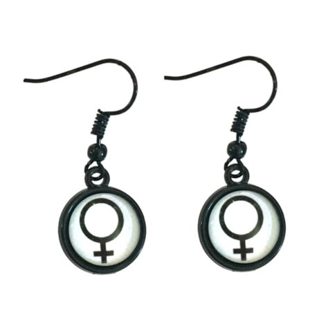 Earrings - Female Symbol - Venus - Black/White - Black