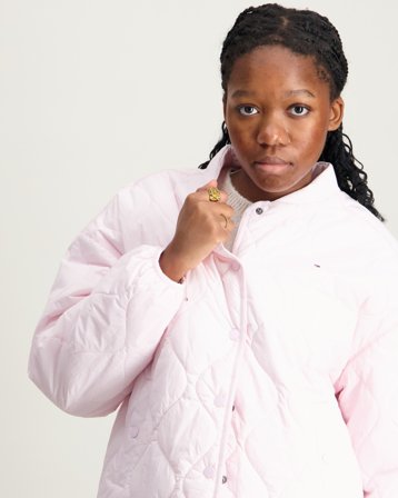 Tommy Hilfiger QUILTED JACKET Rose Vestes Fille - Kids Brand Store