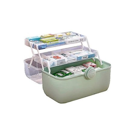 Medical Storage Box 3 Layers Medicine Box Household Medicine Container GREEN