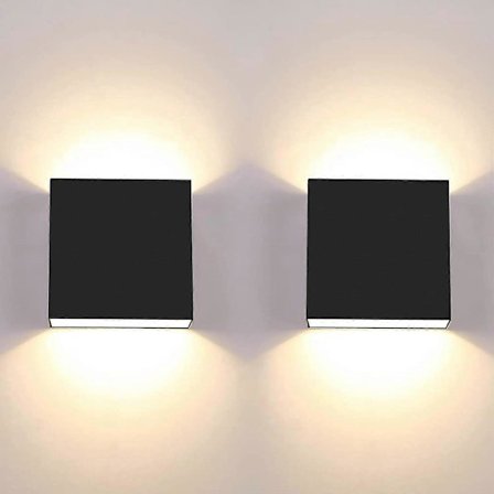 2-pak LED Væglampe Indendørs 7W Vandtæt Moderne Lampe Varm 3000K Sort Firkantet Væglampe til Soveværelse Gang Dekorativ Lampe