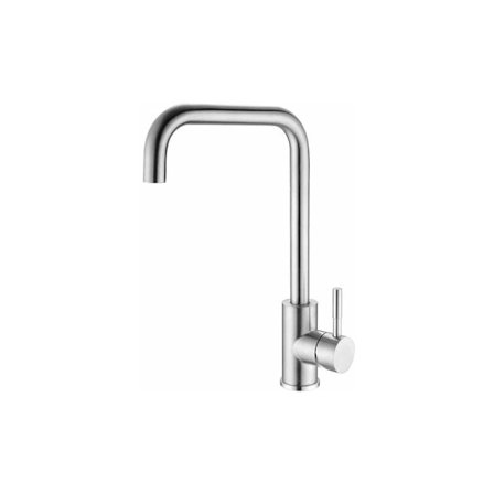 Børstet rustfritt stål kjøkkenkran Enkelt håndtak Høy tut S