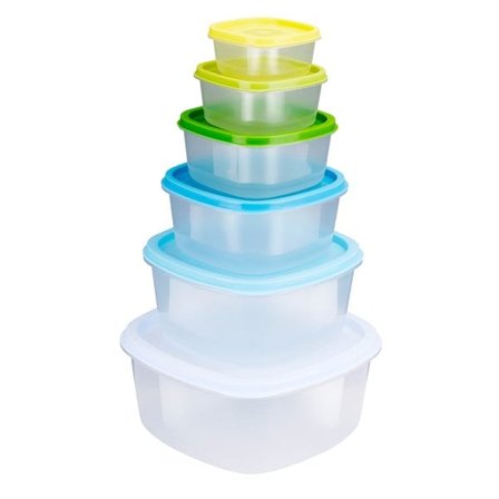 6 madkasser med låg