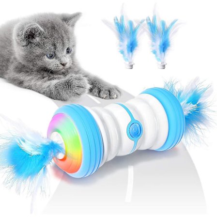 Interaktiv Elektrisk Katt Leke Automatisk Selvrotasjon Intelligent Katt Leke Fjær Med USB
