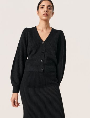 Soaked in Luxury Sltuesday Puf Cardigan Ls - Black - S