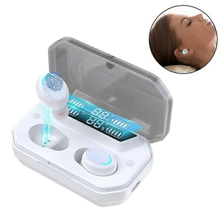 Trådlösa Hörlurar Bluetooth Vattentäta Hörlurar Med Laddningsfodral 3D Stereo In-Ear Bluetooth Hörlurar Med Mikrofon Headset (Vit)