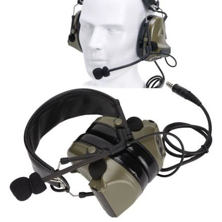 HURRISE 1 mm U94 PTT och headset U94 PTT och headset 7,1 mm hög brusreducering walkie talkie headset videoljud Grön OD